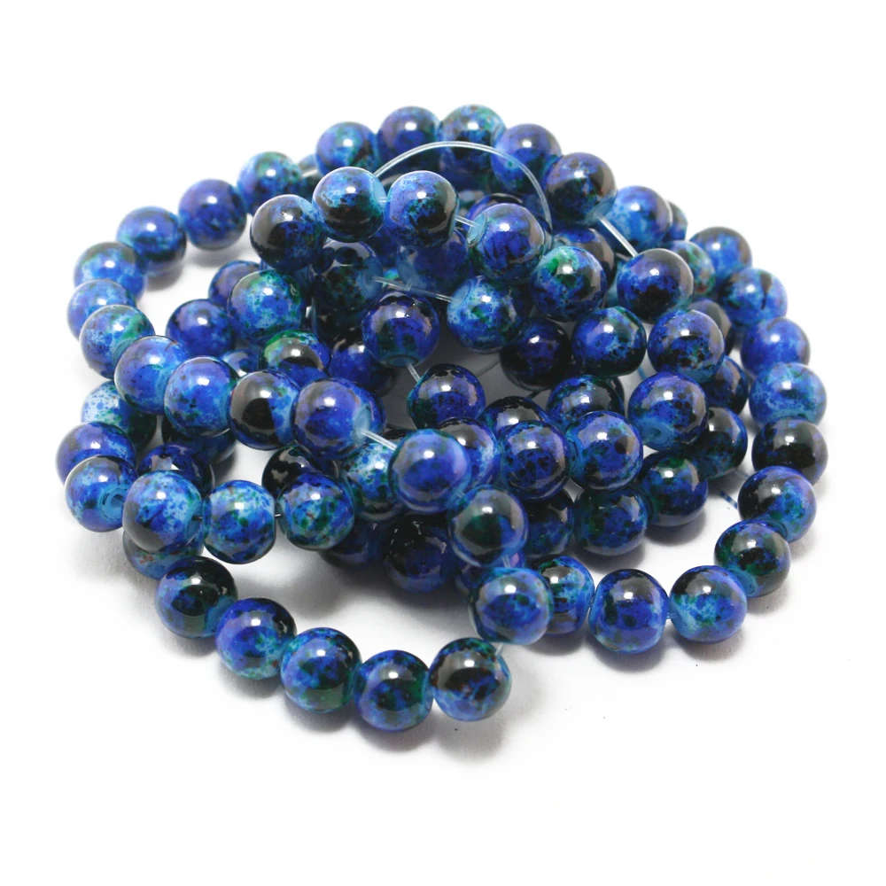 

New Arrival 8MM 100pcs/lot Blue Beads Round Colorful Glass Beads For Women Bracelet Making Wholesale or Retail DIY