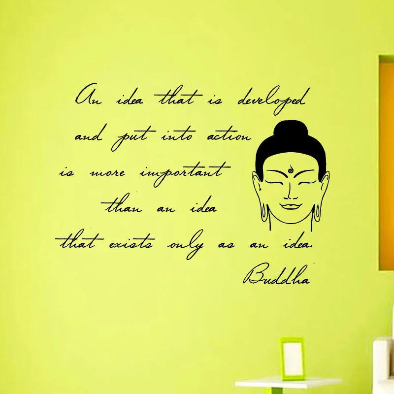 

ZOOYOO Buddha Wall Sticker Inspiring Sentence Home Decor Removable Wall Decal Chakra Mandala Mantra Chakra Meditation Art Murals