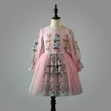 Одежда для девочек; кружевное платье принцессы с цветочной вышивкой; бальное платье; детская одежда; праздничная одежда для свадьбы; От 3 до 9 лет