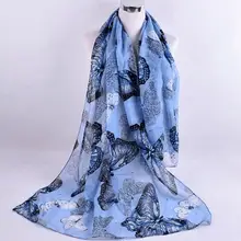 Изысканный для женщин шарфы для дамы пончо мода печатных мягкий шифон шаль обертывания Молодежный стиль Узорчатый Шарф мягкий шейный