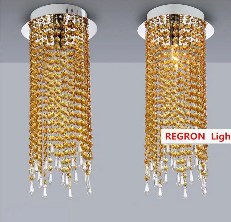 

Regron Splendid Ceiling Lights Romantic Gold Crystal Bead Curtain Ceiling Lamp Dining Room Modern Luminar Aisle Corridor Balcony