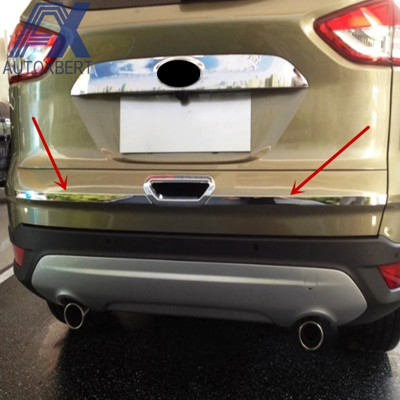 

AX Car Styling Chrome Rear Trunk Door Cover Tailgate Lid Trim Molding Strip For Ford Escape Kuga 2013 2014 2015 2016 2017 2018