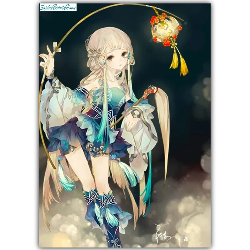 

Sophie beauty home 5D DIY Diamond Cartoon Lantern Princess Girl Embroidered Mosaic 3D Home Wall Craft Decoration