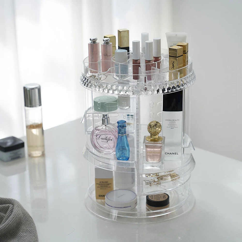 

Cosmetic Storage Box Transparent Makeup Rack Acrylic Rotation Drawer Organizer Storage Shelf Desktop Diamond Painting
