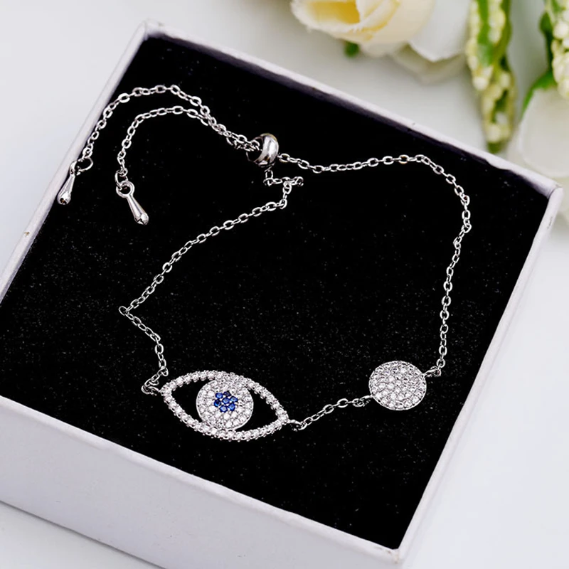 

Elegant Stylish Micro-inlaid Zircon Eye Bracelet For Women Silver Gold Color Charm Jewelry Party Bracelet ZK40