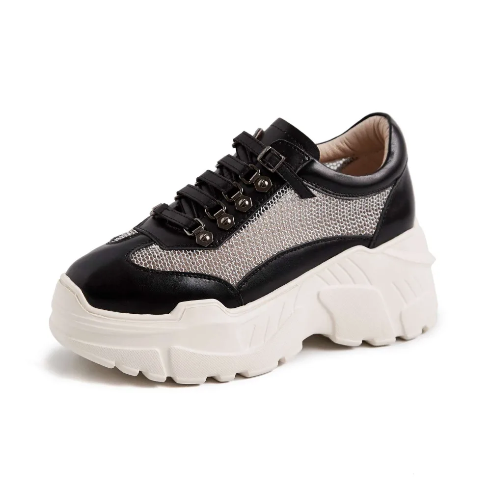 Krazing Pot/вентилируемые кроссовки из натуральной кожи со шнуровкой на высокой толстой платформе; лаконичная стильная Вулканизированная обувь; L73