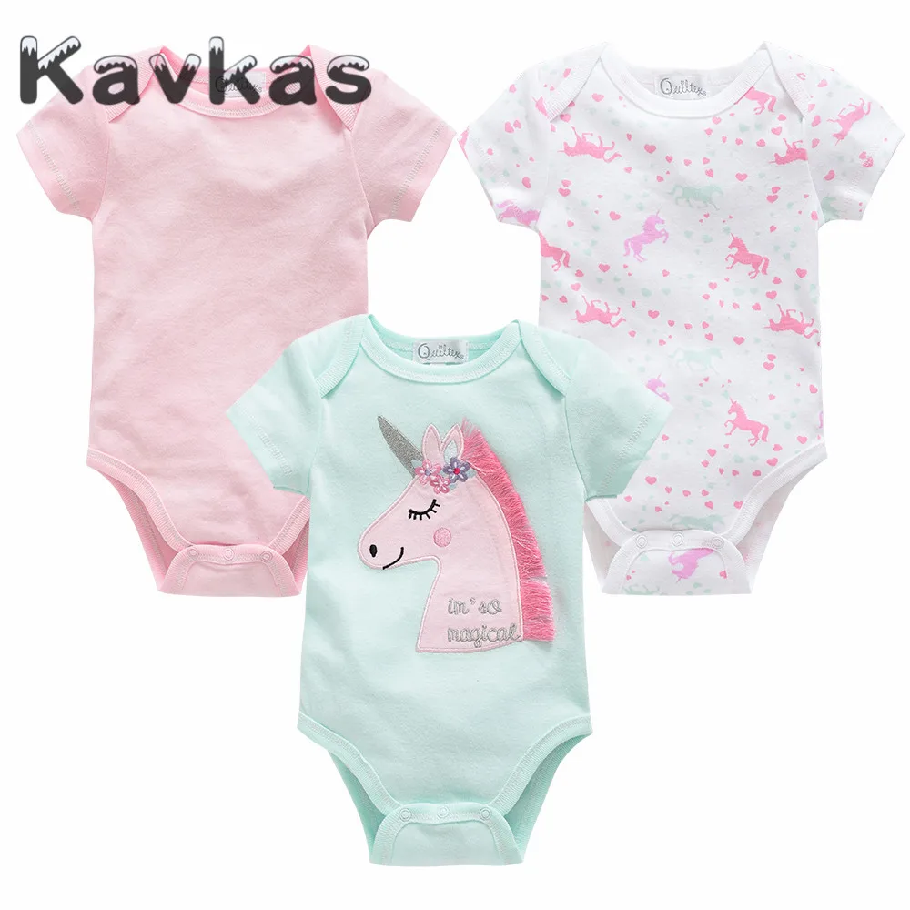 Kavkas 2019 3 قطعة/المجموعة الطفل ملابس قصيرة الأكمام الصيف سراويل قطنية 0-12 أشهر الوليد الطفل ملابس الرضع ارتداء