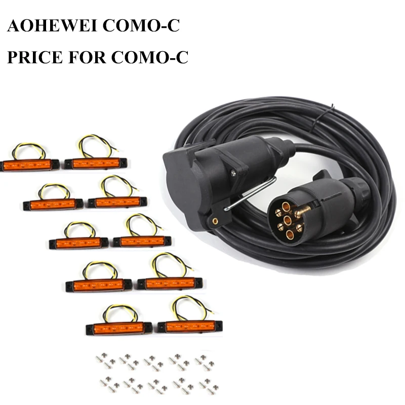 

AOHEWEI 12V 6 meter straight cable wire 7 pin core plastic trailer plug socket connector adapter 12v 6led auto side marker light