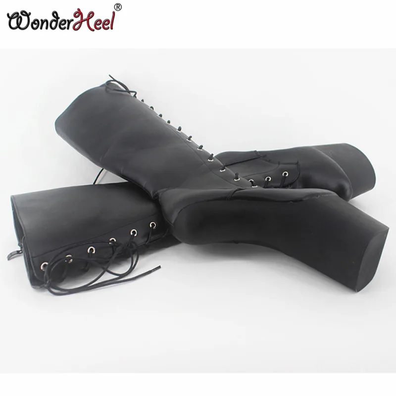 Wonderheel/пикантные черные матовые сапоги до колена на очень высоком каблуке 20 см со