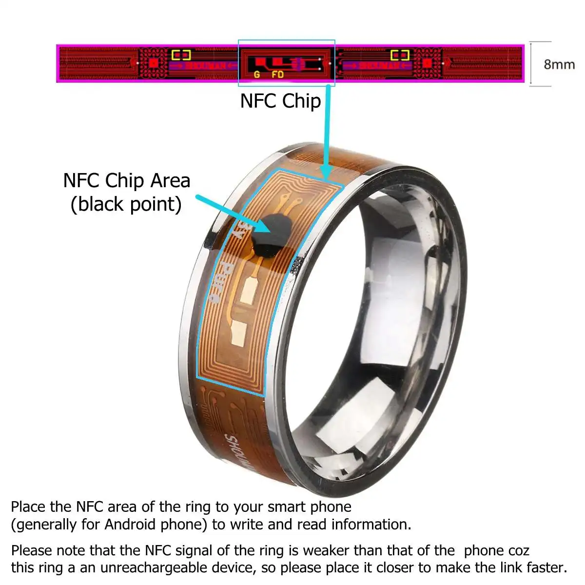 NFC смарт Кольцо удостоверение личности IC для мобильного телефона NFC умный чип из нержавеющей стали магическое кольцо NFC водонепроницаемый смарт-кольцо
