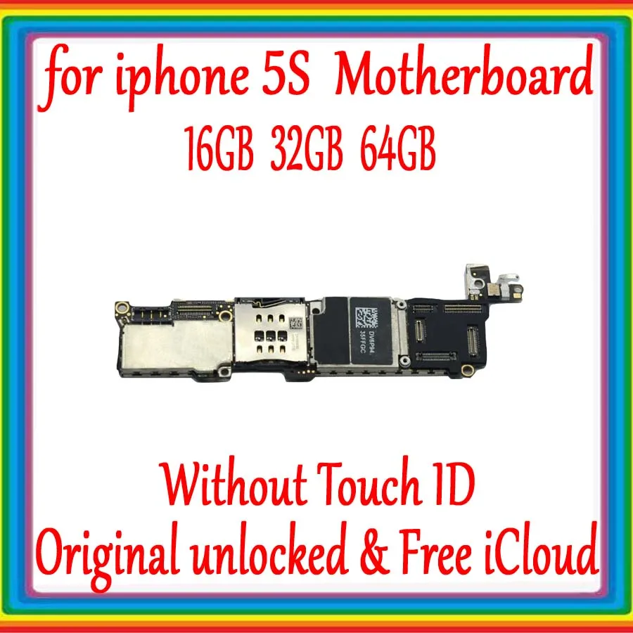 

Factory unlocked for iphone 5s Motherboard without Touch ID,Original Mainboard for iphone 5S Logic board IOS System,No iCloud