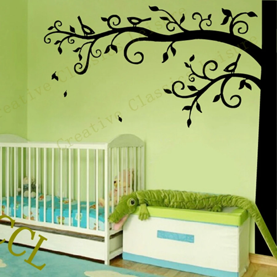 Corner Tree Wall Decal Nursery Wall Decoration , Extra Large Tree Wall Sticker Photo hanging