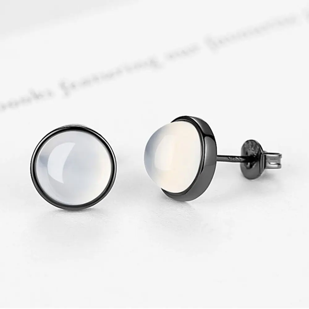 Женские серьги гвоздики с лунным камнем ANENJERY 925 пробы серебро S E283|colorful stud earings|stud