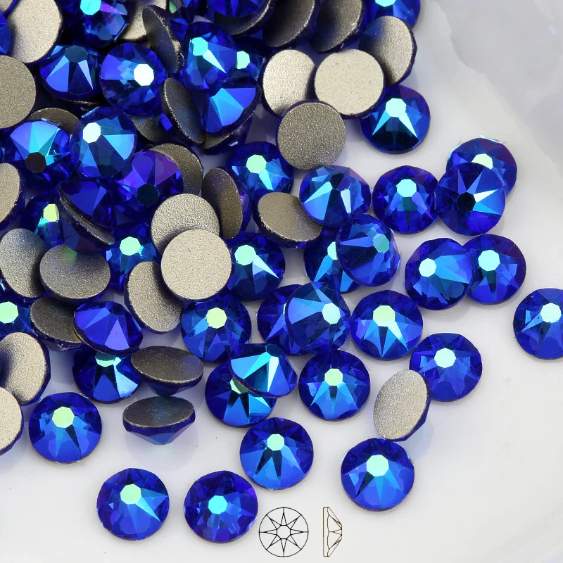 

New Cut Sapphire AB Colors Strass stone New Facted (8 big+8 small) SS16 SS20 Nail Art Non hot-fix Rhinestones For cloth