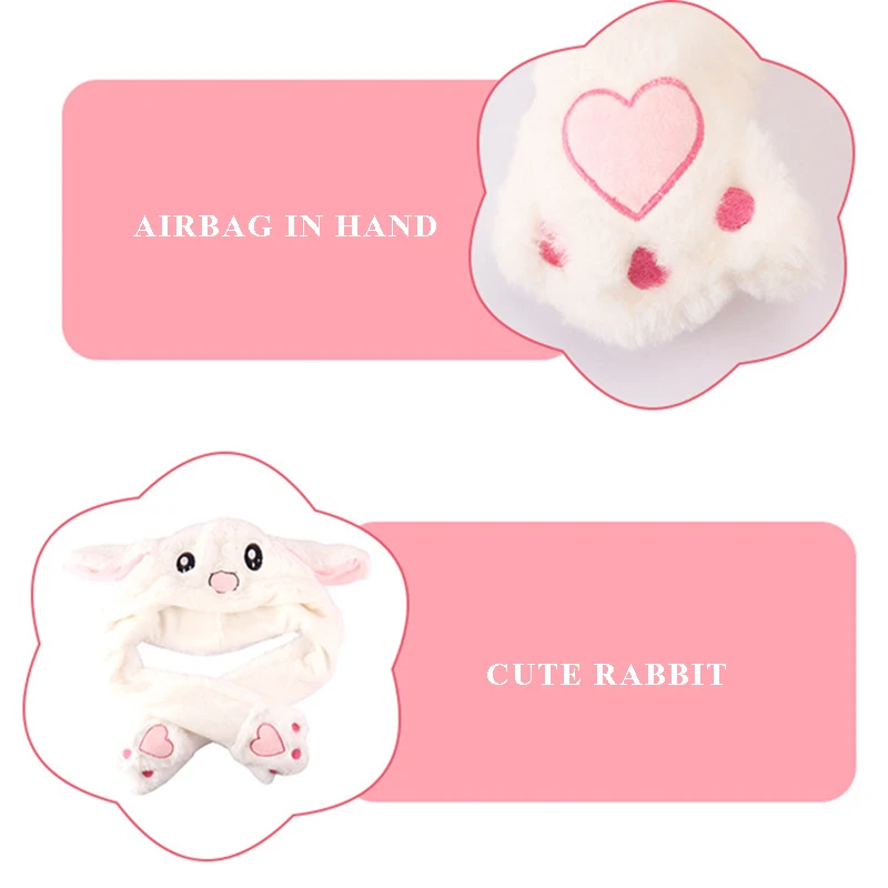Cute Rabbit Toys Hat Hand Pressing Ear Move Kawaii Child Funny Toy Baby Comfortable Plush Animal Cap Hot Handle Sombrero T0730 (3)