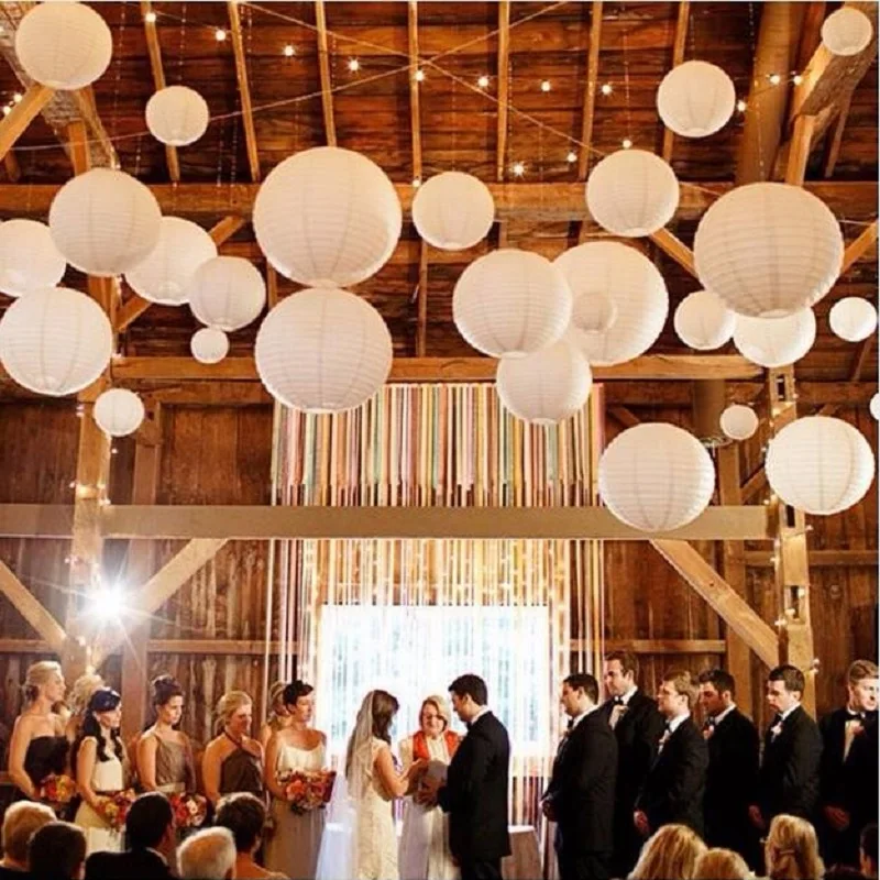 100pcs 16 inch(40cm) Chinese Round White Paper Lanterns lamps for
