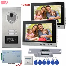 10” Video Door Phone For 2 Apartment Video Intercom For a Country House 2 Buttons RFID Access Door Camera+Electric Strike Lock