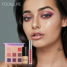 FOCALLURE наборы для макияжа 3 шт. подарочный набор для ежедневной косметики включает 9 цветов пигментные тени для век Палитра жидкая губная помада основа