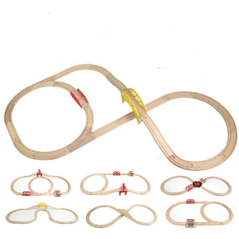 

Wood Track Train Set T-homas Railway Track Accessories-Expansion Wooden Track Rails Trains Road Brio Toys for Children's