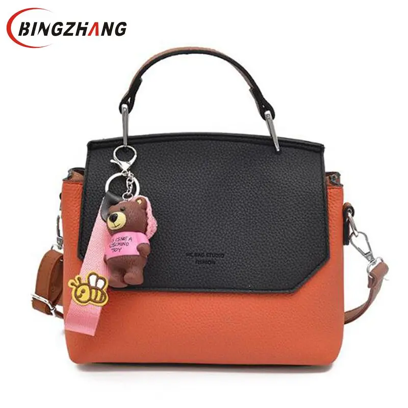 

New Arrived Fashion High Quality women messenger bag casual shoulder bags hit color PU Leather Vintage ladies Tote Bags L8-118