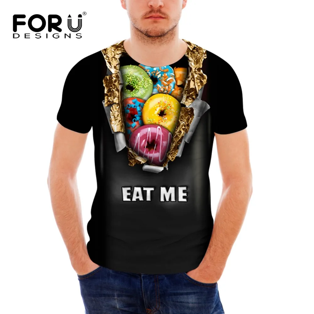 

FORUDESIGNS New Fashion Brand T Shirt Global sales 3D Donuts Printed t-shirts Men Summer Tops Tees Hip Hop Anime Male Tshirt