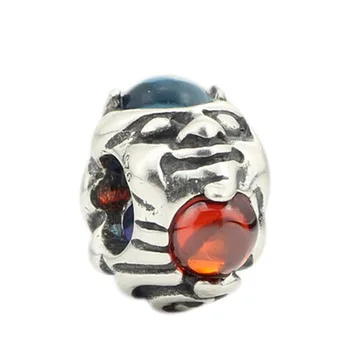 

100% 925 Sterling Silver with Gem Charm Beads Fit Original European Bracelet Authentic DIY Beads Jewelry Making