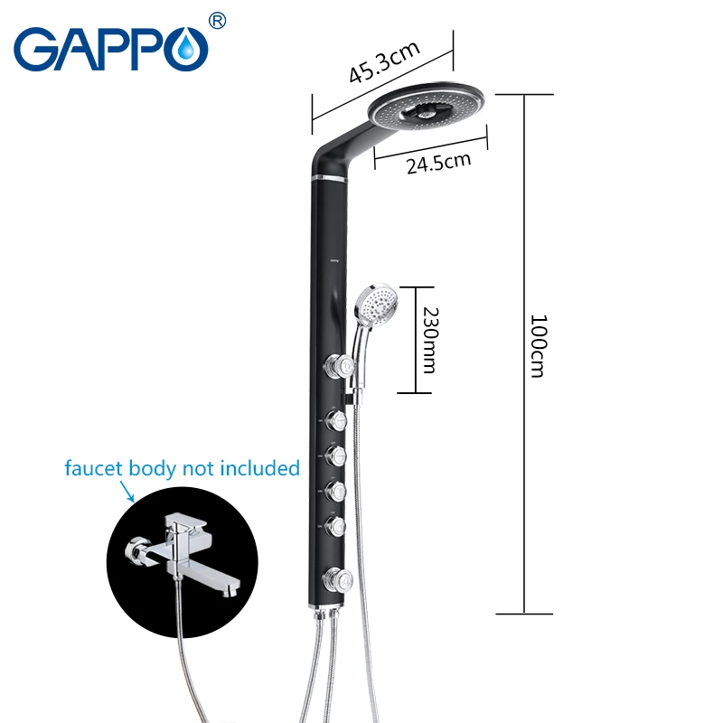 GAPPO смеситель для душа ванная душевая система душевая панель АБС-массажный смеситель дождевой душевой набор смесители для ванны смеситель черный