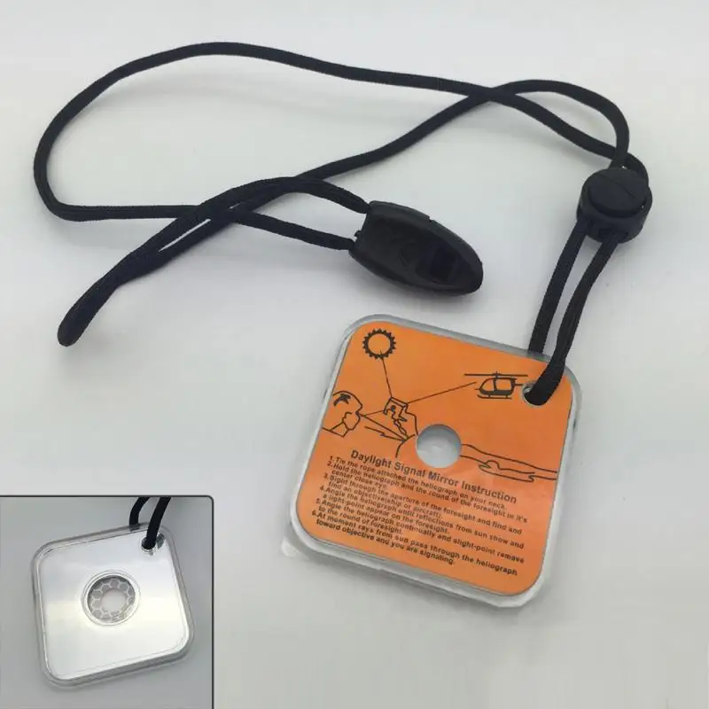 

Outdoor Signal Mirror Multifunctional Emergency Rescue Practical Emergency Kit Reflective Survival Signal Mirror with Whistle