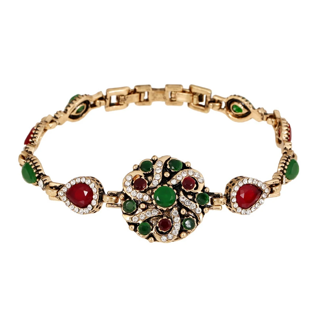 New Retro Ethnic Style Personality Luxury Resin Diamond Flower Women