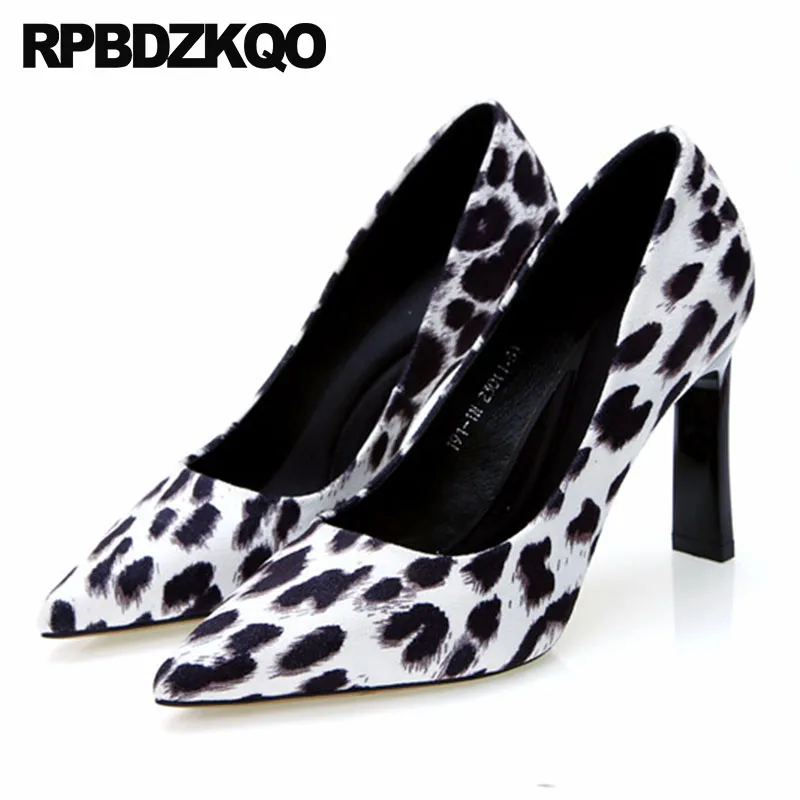 luxury leopard print high heels ladies 8cm shoes stiletto black brown thin new pointed toe size 4 34 scarpin suede 2019 pumps