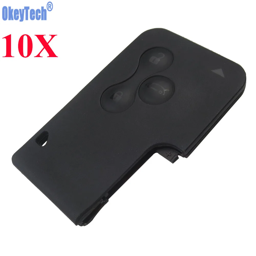 OkeyTech 10PCS LOT Remote Car Key Case 3 Buttons Auto Replacement Key Card Shell Fob Cover For Renault Clio Megane Grand Scenic