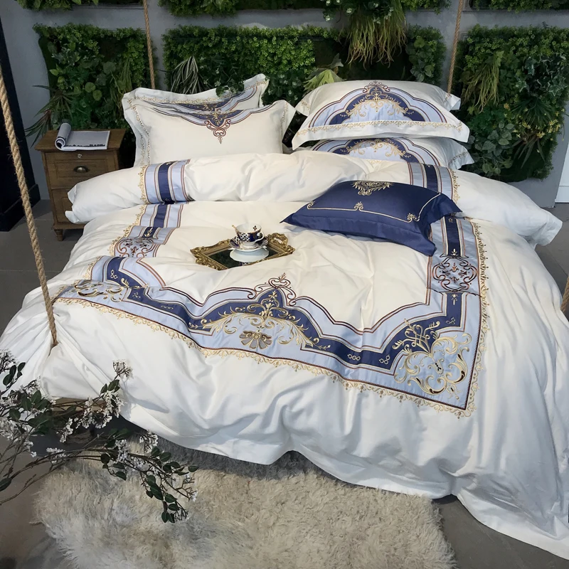 80 S Египетский хлопок белый роскошный комплект постельного белья King queen размер набор постельного белья пододеяльник простыня набор постельного белья текстильные постельные принадлежности для дома