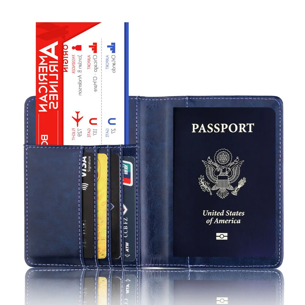 Кожаная обложка паспорта кошелек Чехол RFID Блокировка путешествия кошелек держатель кредитной карты кошелек для женщин