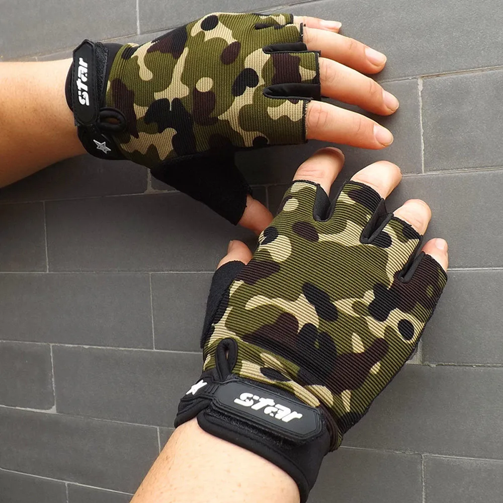 

Men fingerless gloves Camouflage winter Thicker Motorcycle Cycling Bike Fitness Sports Half Finger Gloves luvas motociclism 2019