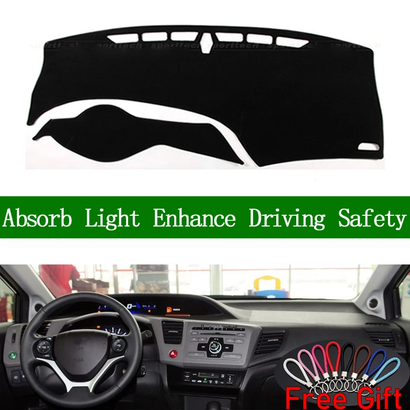 

For Honda civic 2012 2013 2014 2015 Dashboard Cover Sun Shade Non-slip Dash Mat Pad Carpet Car Stickers Interior Accessories