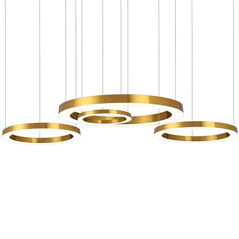 

VEIHAO Modern led golden circle lobby living room chandelier restaurant conference room hotel mall creative chandelier lighting