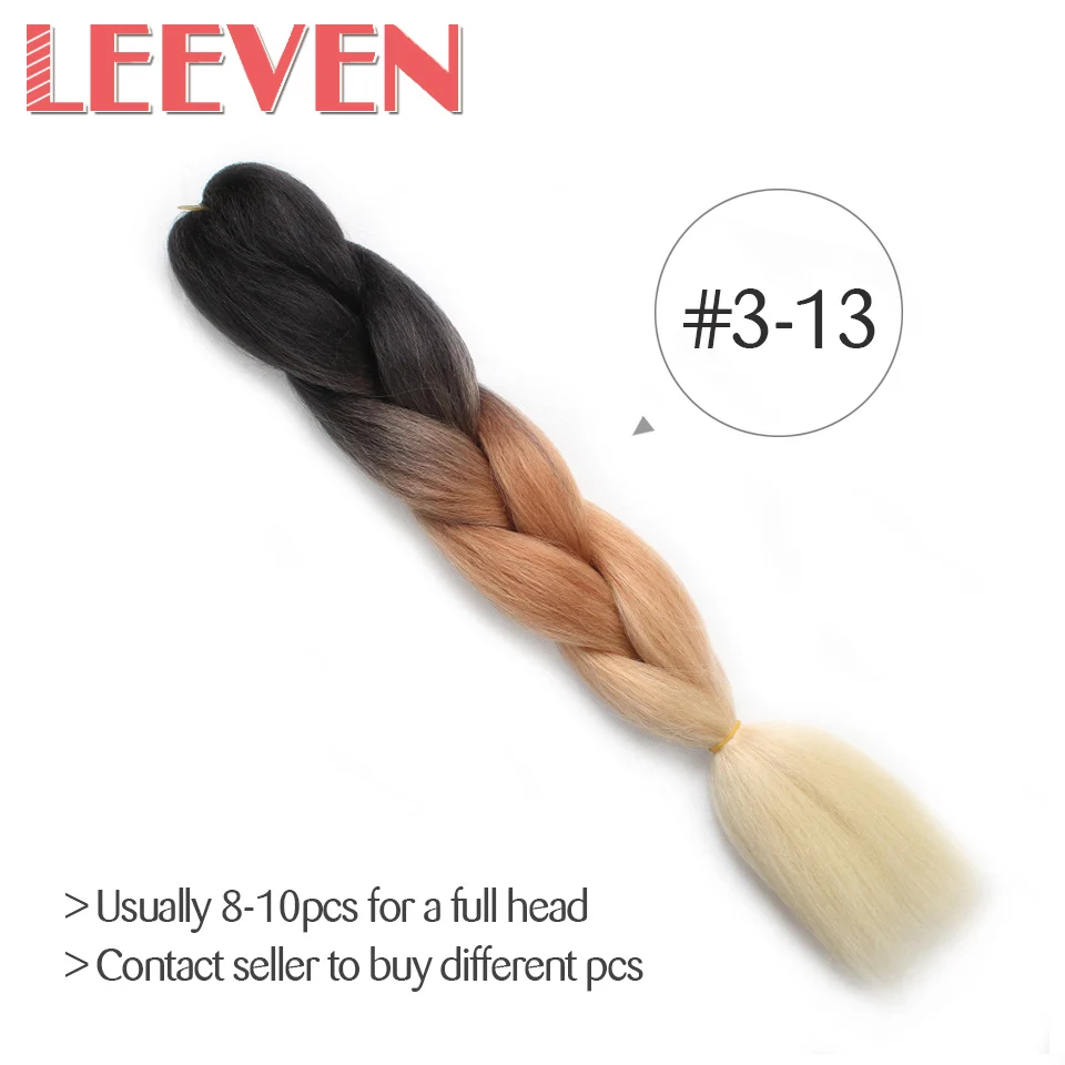 Leeven, огромные косички, Омбре, синтетические косички для наращивания волос, вязанные крючком, выразительные, черные, розовые, фиолетовые волокна, 24 дюйма, 1 шт./лот - Цвет: Омбре