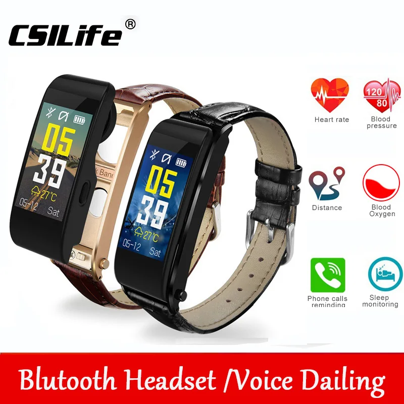 CSILife 2 в 1 Voice Dail металлическая bluetooth гарнитура наушники кровяное давление Пульс