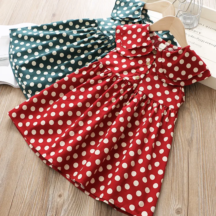

Summer Children's Clothing Korean Girl Lotus Leaf Side Large Circle Dot Sleeveless Dress Cute Fashion Kids Frocks Clothes