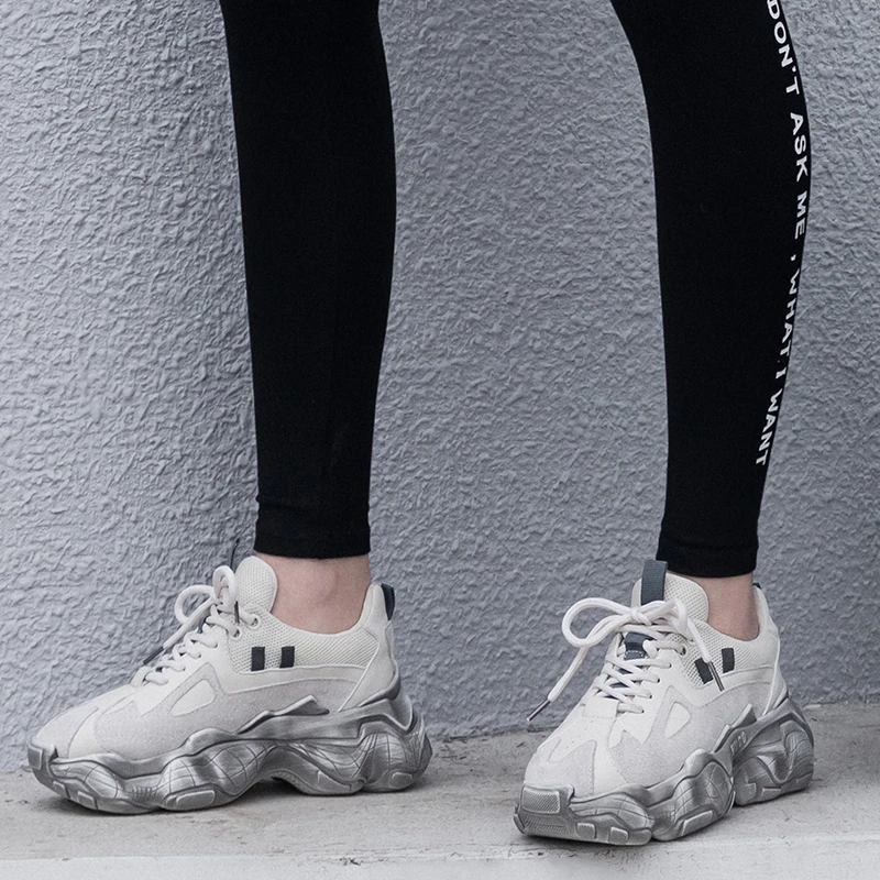 Billig ADBOOV Neue Echtem Leder Chunky Turnschuhe Frauen Plus Größe 35 42 Plattform Schuhe Frau Distressed Turnschuhe Damen Korb Femme
