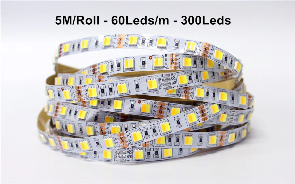 SMD 5050 двойной цвет 2 в 1 Светодиодная лента 12 в 5 м 60 Светодиодный s/M CCT Регулировка гибкой светодиодный ленты 5025 холодный белый+ теплый белый светодиодный светильник лента