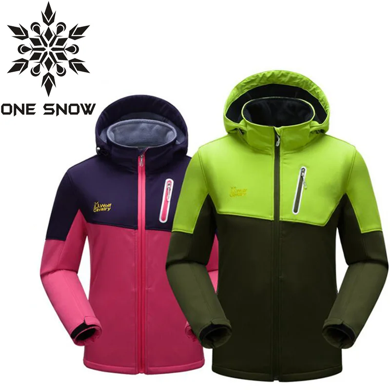 

ONE SNOW Men Outdoor Softshell Jacket Fleece Inside Winter Coat Waterproof Sport Camping Mountain Climbing Jacket CavalayWolf