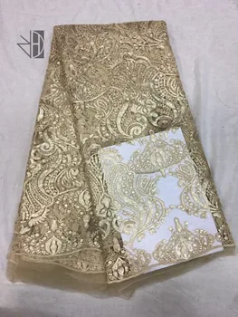 

Latest African French Lace Fabric S-72210 best Quality Nice African Tulle Lace Fabric For Nigerian Wedding with sequins