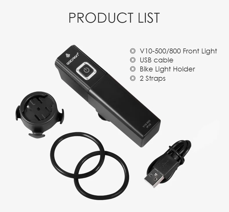 Cheap GACIRON 800LUMEN Bicycle Front Light USB Rechargeable LED Lamp Cycling Waterproof Bike Headlight Flashlight Accessories 17