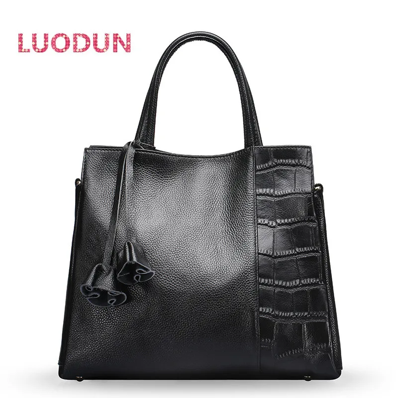 

LUODUN 2018 new first layer cowhide snake pattern multi-functional shoulder leather handbag Messenger fashion bag