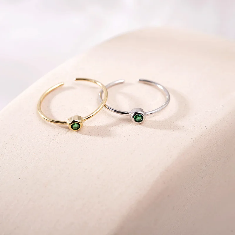 

Gold/Silver Color Plated Tiny Green Cubic Zirconia 925 Sterling Silver Adjustable Midi Knuckles Fashion Finger Rings for Women