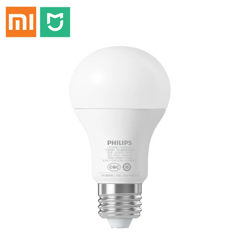

Xiaomi Mijia Smart White LED E27 Bulb Mi Light APP WiFi Remote Group Control 3000k-5700k 6.5W 450lm 220-240V 50/60Hz