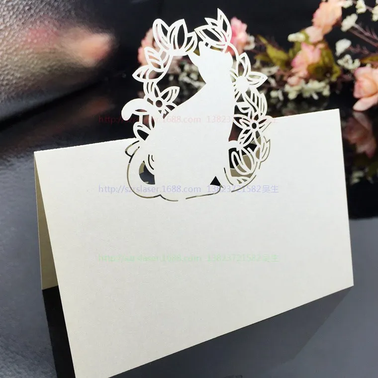 Romantic Wedding Supplies 100pcs Pack Pierced Laser Cut Cat Wedding