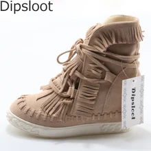 Лидер продаж; женские замшевые ботильоны с высоким берцем и кисточками; Модные женские ботильоны на танкетке, увеличивающие рост; сезон осень