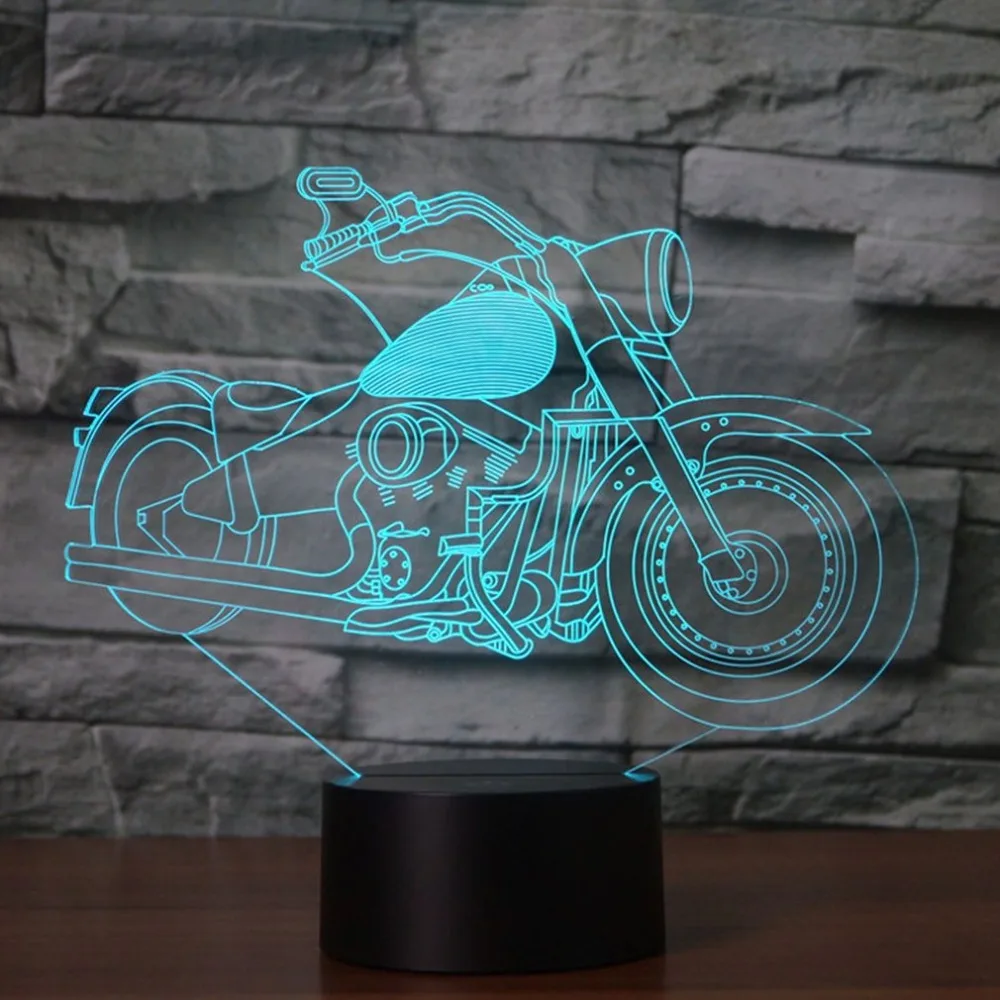 Motorcycle Shape Touch Table Lamp 7 Colors Changing Desk 3D Led Night Light Stereoscopic Illumination | Освещение